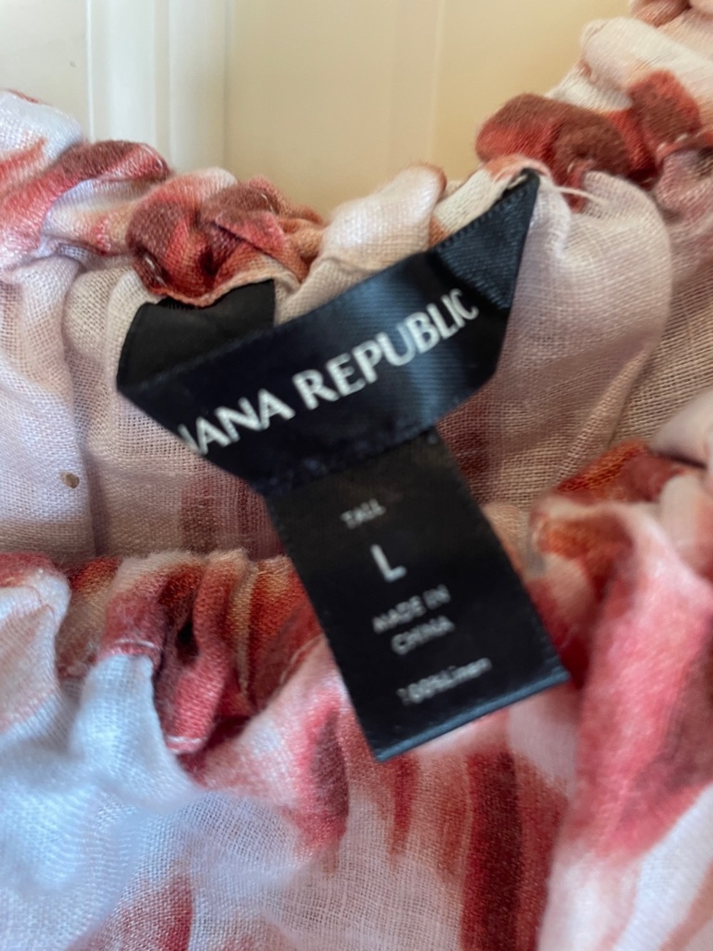Banana Republic Rust and White Ruffled Zebra Tie-Dye Linen Crop Top - Picture 2 of 6